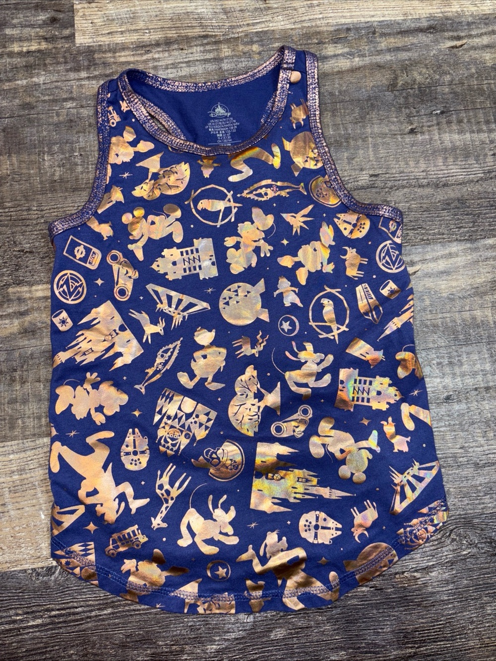 Disney Parks 50th Anniversary tank Top Size 7/8 Rose gold Foil